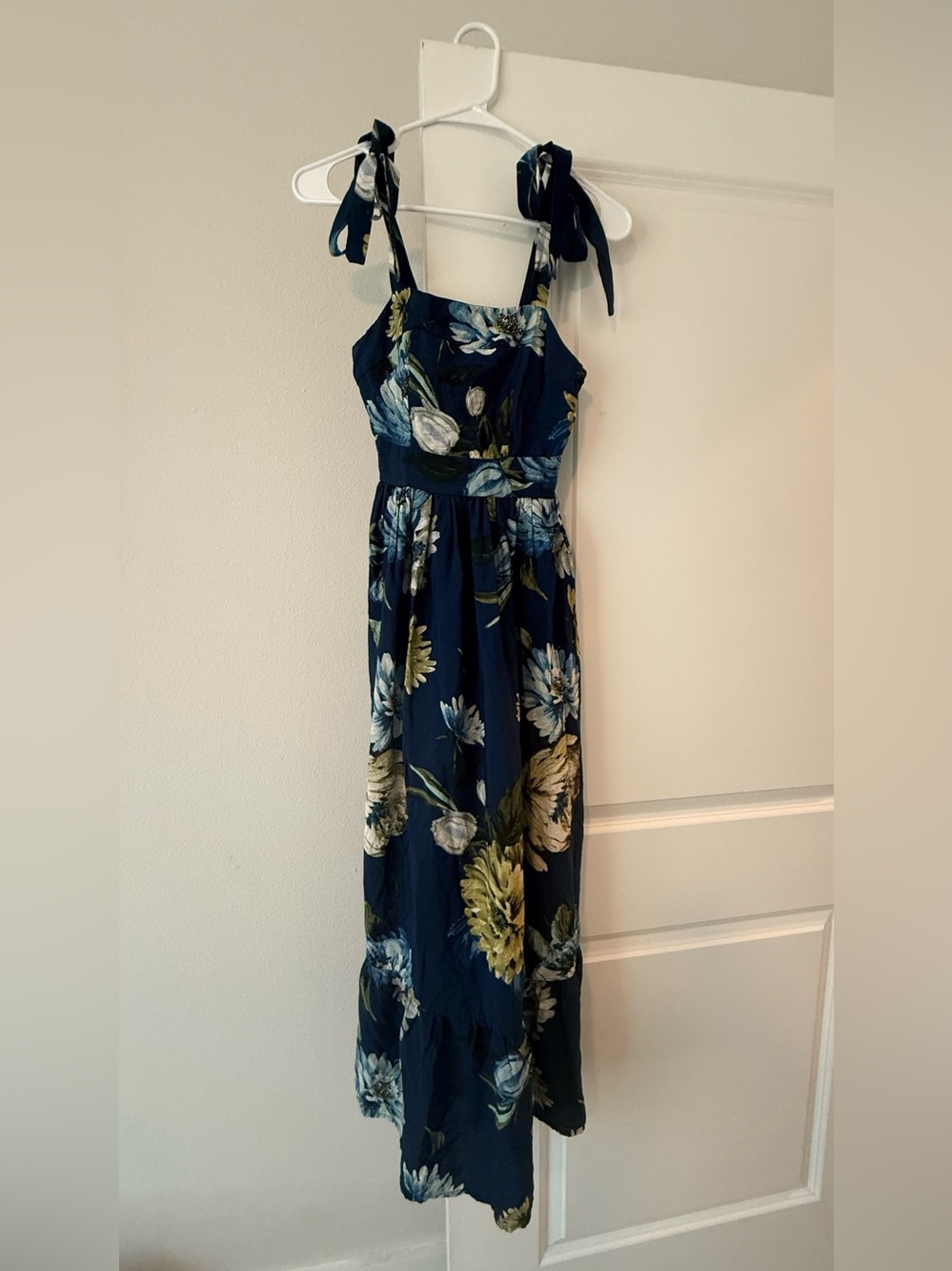 Rachel Zoe Navy Floral Tie-Shoulder Maxi Dress - Picture 2 of 8